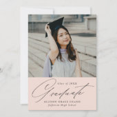 Elegant Minimalist Blush Photo Afstuderen Aankondiging (Voorkant)