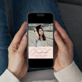 Elegant Minimalist Blush Photo Afstuderen Aankondiging