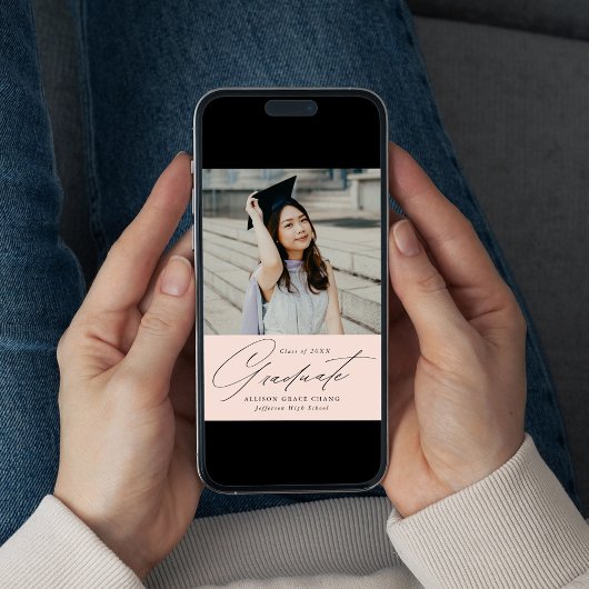 Elegant Minimalist Blush Photo Afstuderen Aankondiging