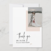 Elegant minimalist Blush Pink Script Font Weddensc Bedankkaart (Voorkant)