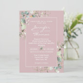 Elegant minimalist Blush Pink Wedding Uitnodiging (Staand voorkant)