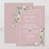Elegant minimalist Blush Pink Wedding Uitnodiging (Voorkant / Achterkant)