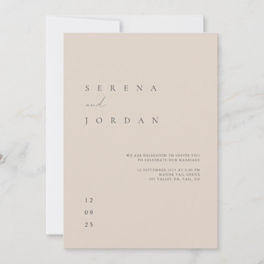 Elegant minimalist Blush Pink Wedding Uitnodiging (Voorkant)