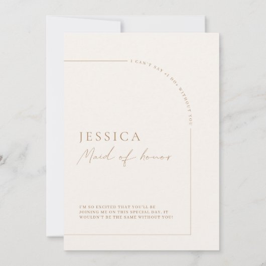 Elegant minimalist Boho Maid of Honor Info Kaart (Achterkant)