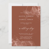 Elegant minimalist boho terracotta fotobruiloft kaart (Voorkant)