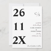 Elegant Minimalist Bold Font Black White Wedding Save The Date (Voorkant)