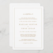 Elegant Minimalist Border Gold Islamic Wedding Kaart (Voorkant / Achterkant)