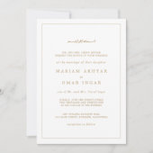 Elegant Minimalist Border Gold Muslim Wedding Kaart (Voorkant)