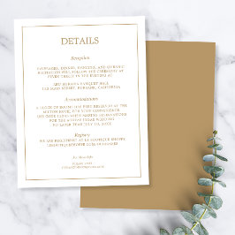 Elegant Minimalist Border Gold Wedding Details Informatiekaartje