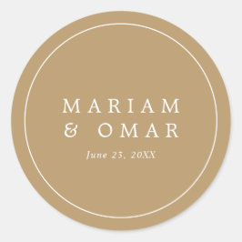 Elegant Minimalist Border Gold Wedding Ronde Sticker