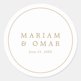 Elegant Minimalist Border Gold Wedding Ronde Sticker