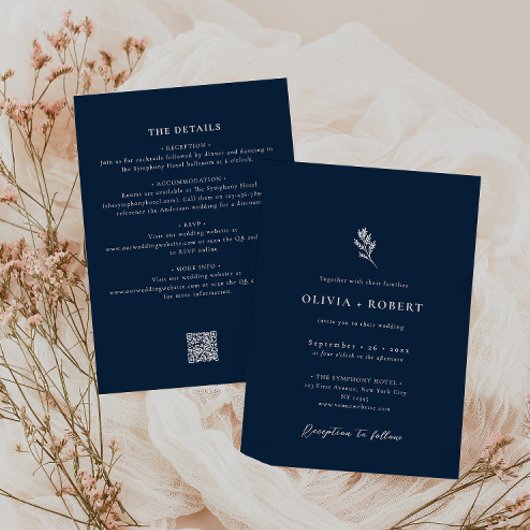 Elegant Minimalist Botanical All-In-One Wedding Kaart