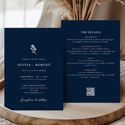 Elegant Minimalist Botanical All-In-One Wedding Kaart