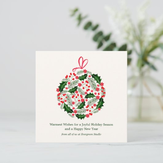 Elegant Minimalist Botanical Christmas Corporate Feestdagenkaart (Staand voorkant)