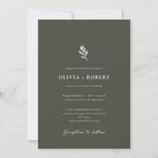 Elegant Minimalist Botanical Photo Wedding Kaart (Voorkant)