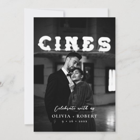 Elegant Minimalist Botanical Photo Wedding Kaart (Achterkant)