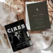 Elegant Minimalist Botanical Photo Wedding Kaart