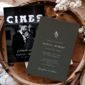 Elegant Minimalist Botanical Photo Wedding Kaart