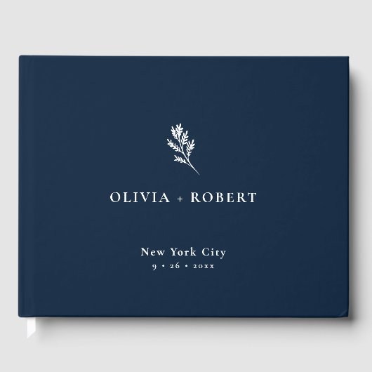 Elegant Minimalist Botanical Wedding Gastenboek (Voorkant)