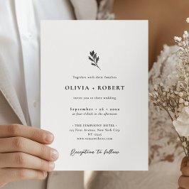 Elegant Minimalist Botanical Wedding Kaart