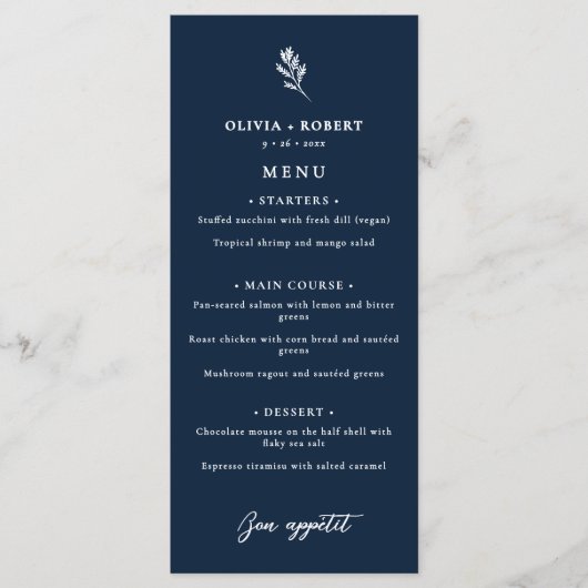 Elegant Minimalist Botanical Wedding Menu (Voorkant)
