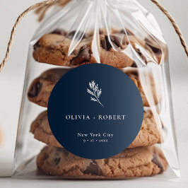 Elegant Minimalist Botanical Wedding Ronde Sticker