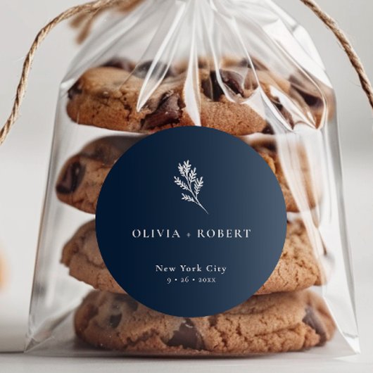 Elegant Minimalist Botanical Wedding Ronde Sticker