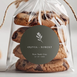 Elegant Minimalist Botanical Wedding Ronde Sticker