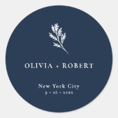 Elegant Minimalist Botanical Wedding Ronde Sticker (Voorkant)