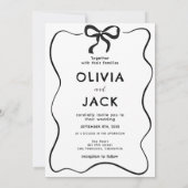 Elegant Minimalist Bow Hand Drawing Photo Wedding Kaart (Achterkant)