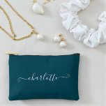 Elegant Minimalist Bridesmaid Name | Deep Teal Etui<br><div class="desc">Treat your bridesmaids to a gift they'll use long after the wedding day with our Elegant Minimalist Bridesmaid Name Deep Teal Accessory Pouch. These stylish pouches can be customized with their names,  making them a thoughtful and practical gift.</div>