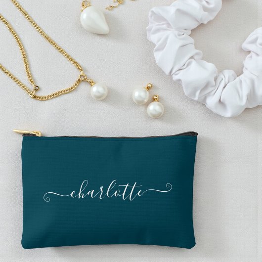 Elegant Minimalist Bridesmaid Name | Deep Teal Etui