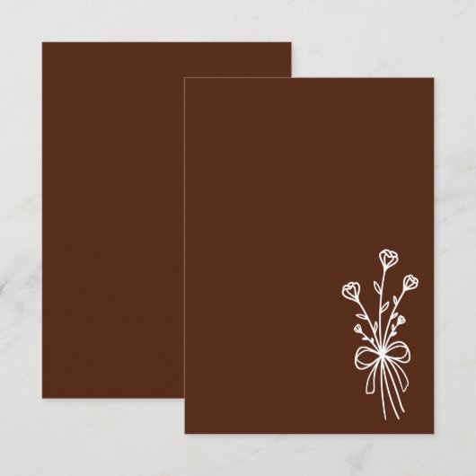 Elegant Minimalist Brown Wedding Kaart (Voorkant / Achterkant)