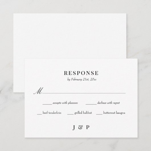 Elegant minimalist bruiloft RSVP-kaart RSVP Kaartje (Voorkant / Achterkant)