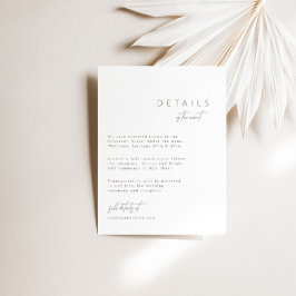 Elegant minimalist bruiloft - Versluitingskaart Informatiekaartje