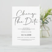 Elegant Minimalist Calligraphy Change The Date Kaart (Staand voorkant)