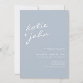 Elegant minimalist Calligraphy Dusty Blue Wedding Kaart (Voorkant)