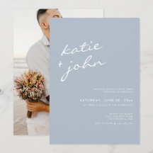 Elegant minimalist Calligraphy Dusty Blue Wedding