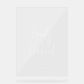 Elegant minimalist Calligraphy Weddenschap Welkom Acryl Bord (Voorkant)