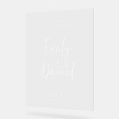 Elegant minimalist Calligraphy Weddenschap Welkom Acryl Bord (Hoek)