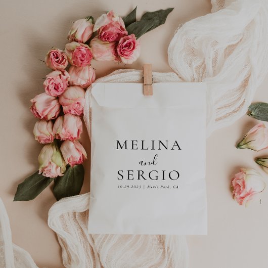 Elegant minimalist Calligraphy Wedding Favor Bag Bedankzakje