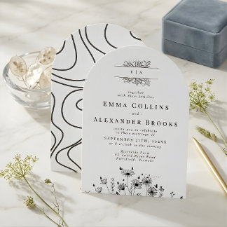 Elegant Minimalist Calligraphy Wedding Invitation Kaart