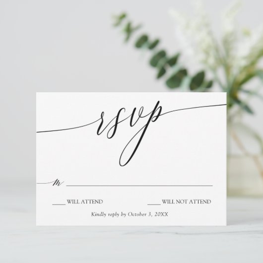 Elegant minimalist calligraphy Wedding RSVP (Staand voorkant)