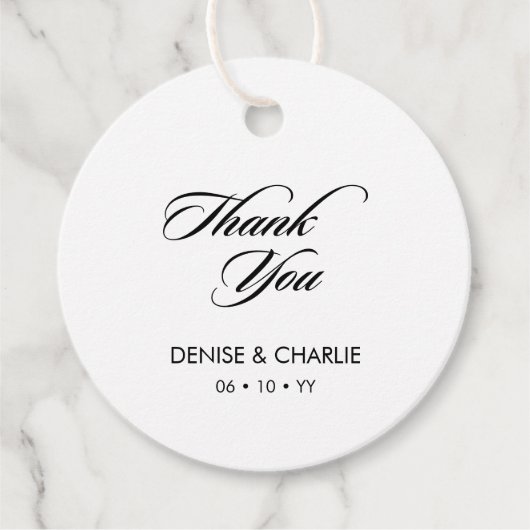 Elegant minimalist Calligraphy White Wedding Bedankjes Labels (Voorkant)