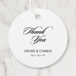 Elegant minimalist Calligraphy White Wedding Bedankjes Labels