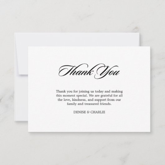 Elegant minimalist Calligraphy White Wedding Bedankkaart (Voorkant)