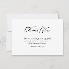 Elegant minimalist Calligraphy White Wedding Bedankkaart