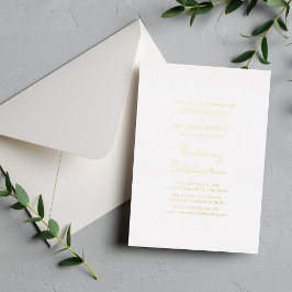 Elegant minimalist Calligraphy White Wedding Folie Uitnodiging