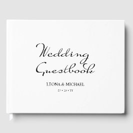 Elegant minimalist Calligraphy White Wedding Gastenboek