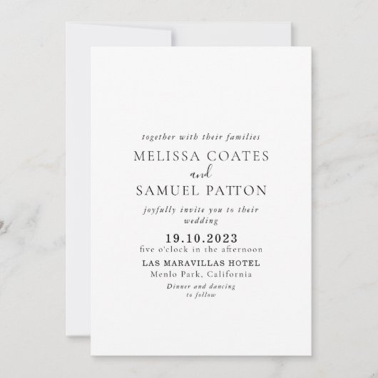 Elegant minimalist Calligraphy White Wedding Kaart (Voorkant)